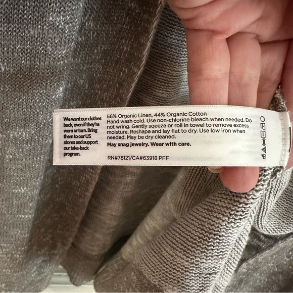 Eileen Fisher Organic Cotton Linen Slub Cardigan in Gray Size L GUC - Picture 5 of 6